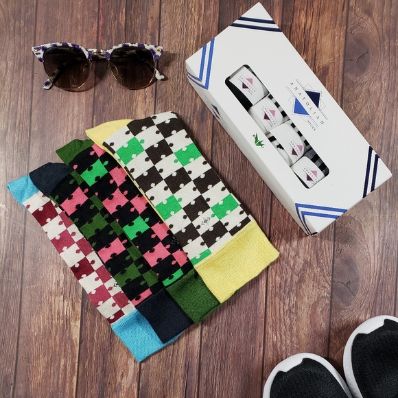 Bamboo Jigsaw Puzzle Socks - 4 pairs - Picture 2 of 6